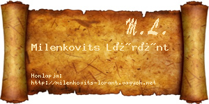 Milenkovits Lóránt névjegykártya